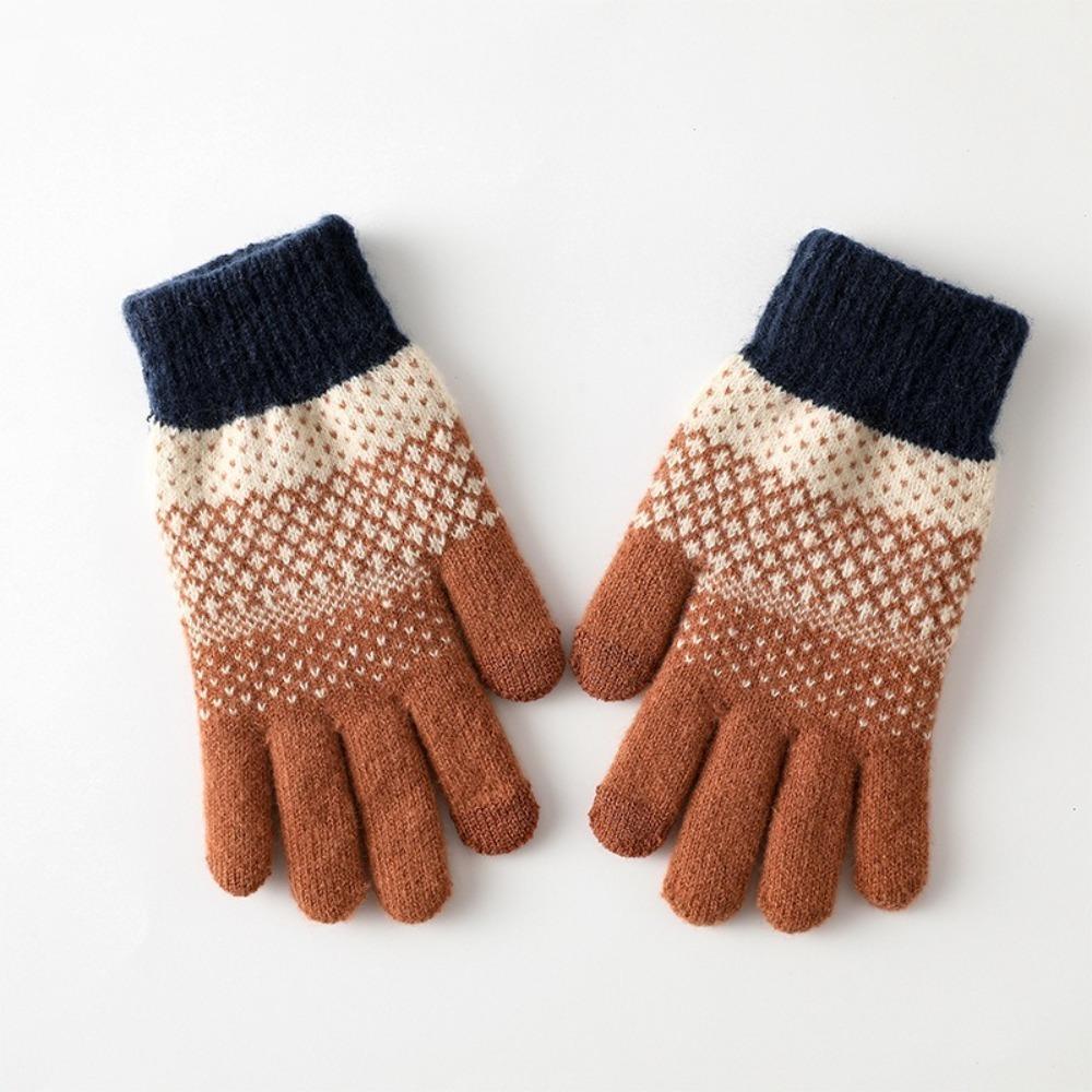 Thickened Touch Screen Gloves Windproof Wool Gloves Fashion Winter Knitted Gloves for Men Women