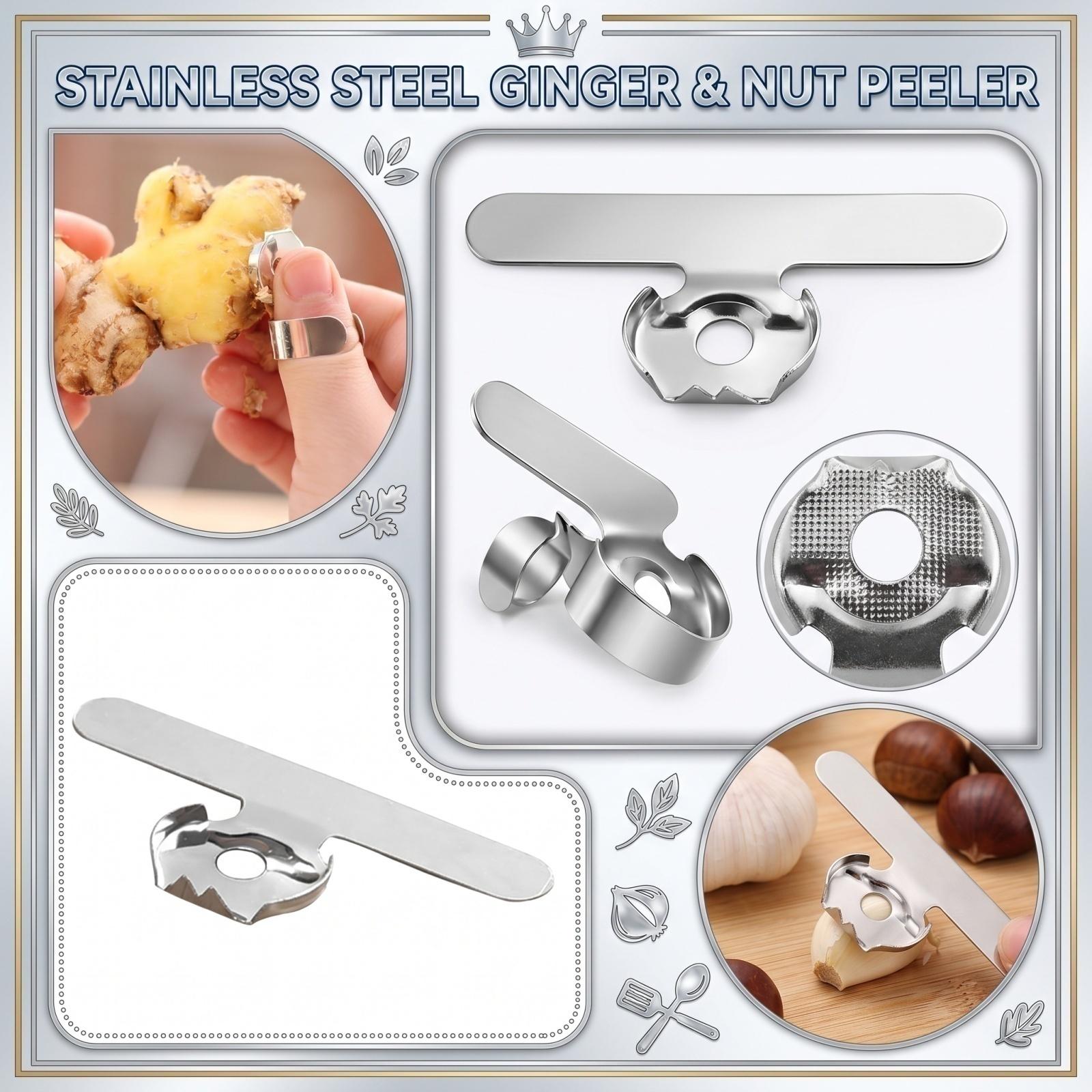 Stainless Steel Garlic Peeler and Ginger Peeler Tool with Ergonomic Handle for Easy Shelling and Peeling Kitchen Accessory One Size