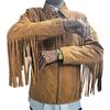 Herren-Lammfell-Wildleder, traditionelle Cowboy-Western-Lederjacke, brauner Mantel mit Fransen, Indianerjacke, Wildleder, Partykleidung, Geschenk für ihn