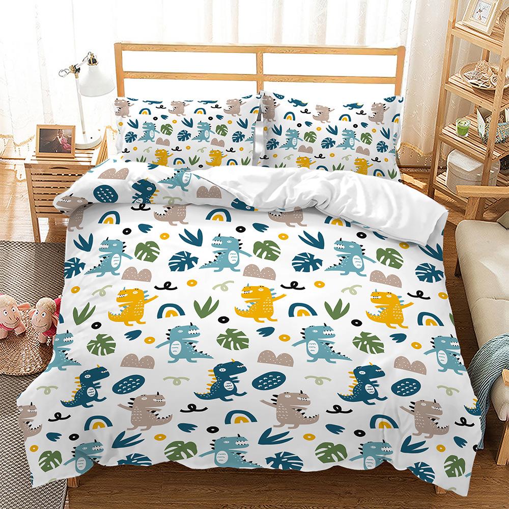 Animal Dinosaur Three-Piece Quilt Cover Children'S Bedding Digital Printing Four-Piece Batch