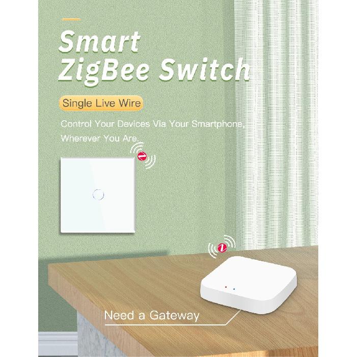 BSEED Zigbee 1/2/3Gang Touch Switches Smart Wall Light Switch Tuya Google Smart Life Alexa App Control Glass Panel No Neutral