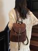 2025 Retro Suede Korean Influencer Style Women's Backpack - Large Capacity College & Travel Bag