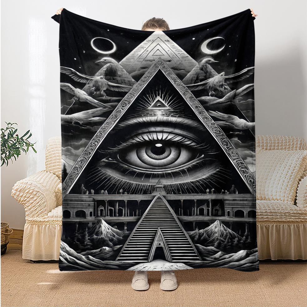 The Eye of The Demon Flannel Thin Blanket Soft Warm Blanket for Bedroom Living Room Bed Travel Camping Picnic Gift Customizable