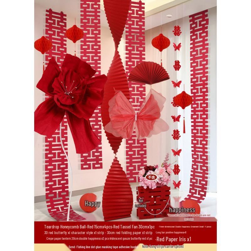 Woman's Bedroom & Living Room Wedding Decoration Set with Tinsel & Morning Robe Background