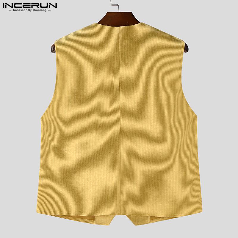 INCERUN Autumn Men Corduroy Sleeveless Waistcoat and Long Pants Outfits Sets