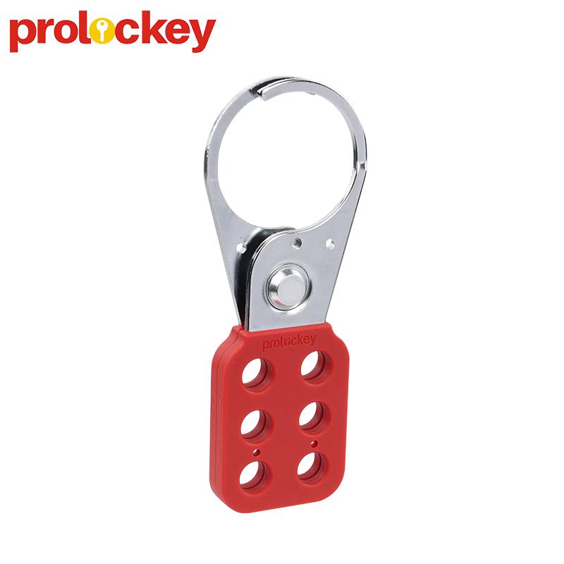 6 Holes Loto Safety Hasp Lockout Lock OEM Steel Durable Lockout Hasp Device with 41mm Jaw Size Key Operated SH04 Model (Red,Lockout hasp&Steel&SH04)
