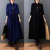 Autumn Long Corduroy Dresses Literary Plus Loose Solid Color Lapel Long Sleeve Party Dress for Women