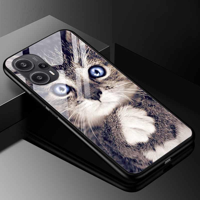 Tempered Glass Phone Case For Xiaomi Poco F5 5G F5Pro Cover Poco F5 Pro Redmi Note 12S 12C 12 4G Luxury Hard Back Bumper PocoF5