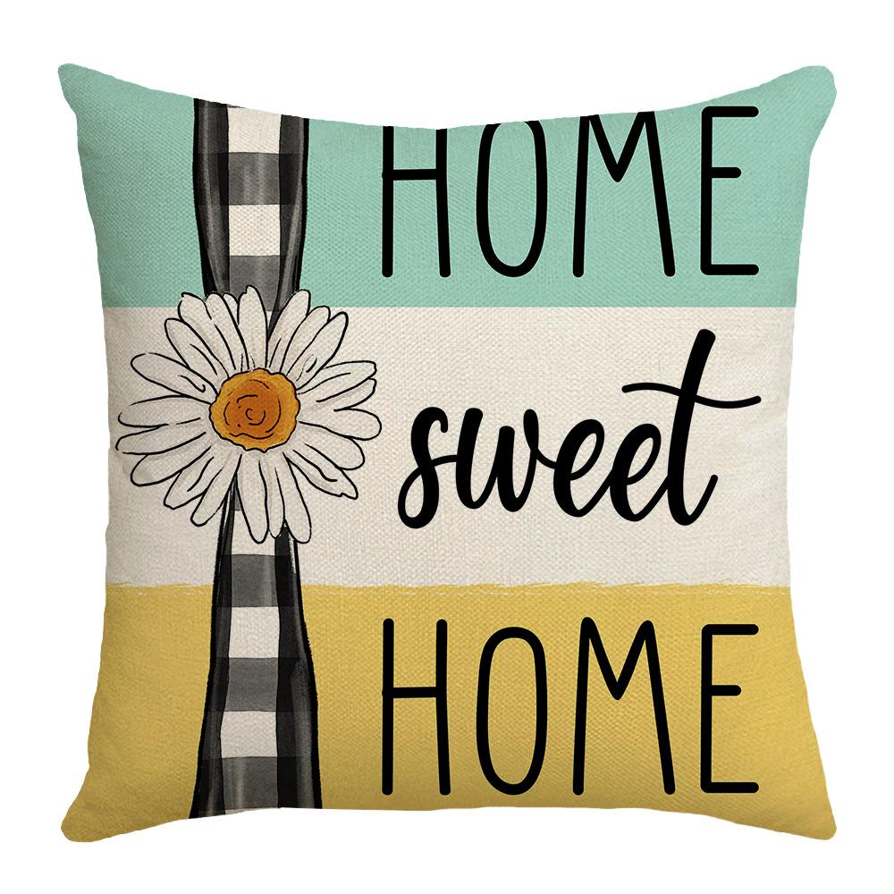 Sunflower Print Cushion Cover Pillow Cover Daisy Print Cushion Cover Linen Print Cushion Cover Living Room Print Cushion Cover