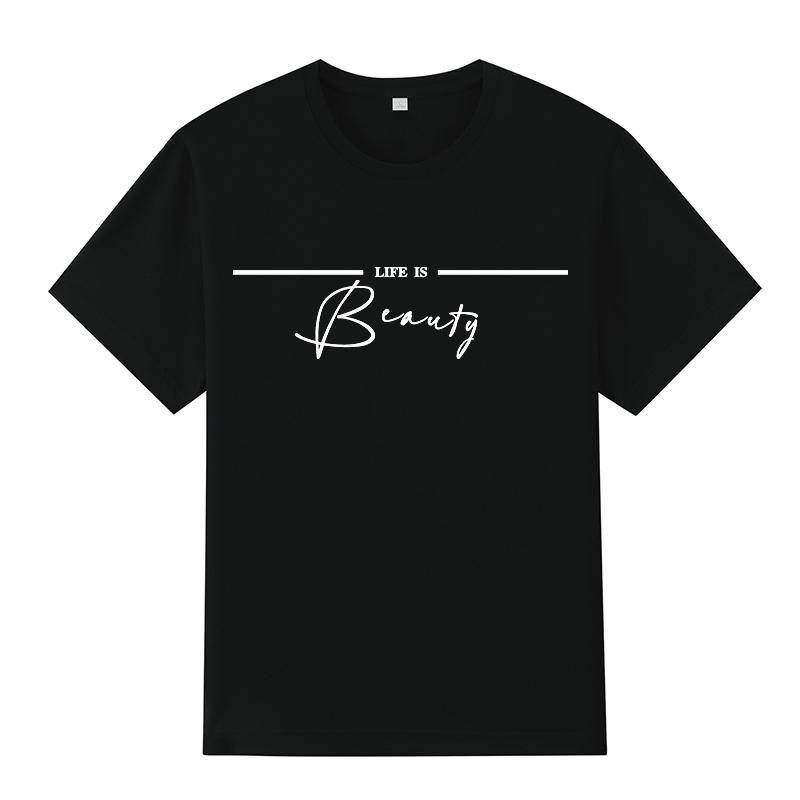 Módní potištěné ležérní dámské tričko s kulatým výstřihem, krátkým rukávem, bavlněná trička