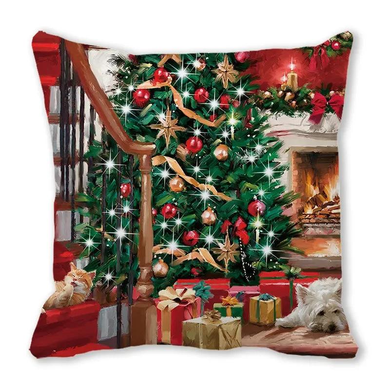 Merry Christmas Pillow Case Sofa Cushion Covers Xmas Party Decorative Pillowcases Happy New Year 2024 Navidad  Gifts
