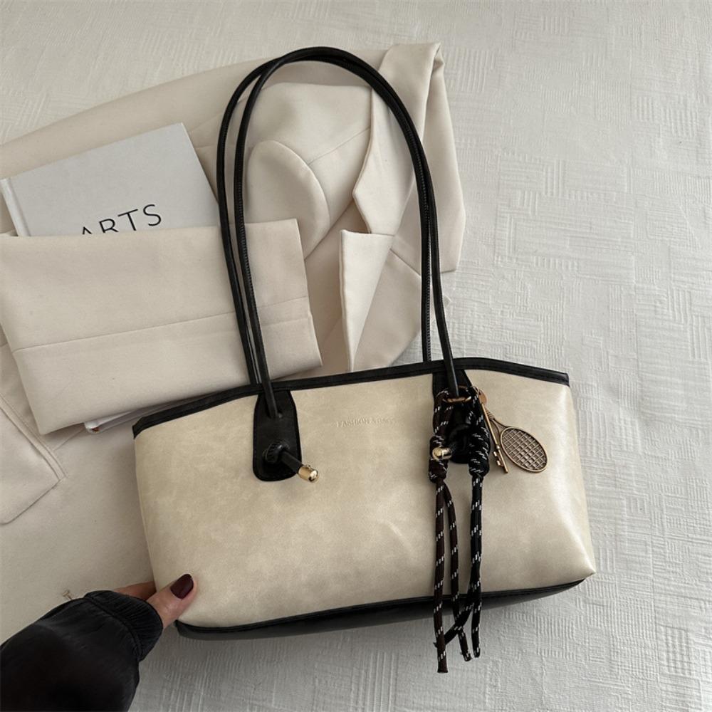 New Large Capacity Work Shoulder Bag PU Leather Simple Lady Handbags Solid Color Crossbody Bag Women Female