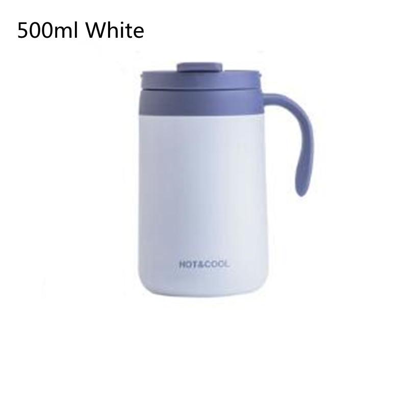 Stainless Steel Vacuum Insulated Coffee Mug 350/500ml Thermos Water Tumbler with Handle Lid - Thermal Tea Cup for Hot And Cold B