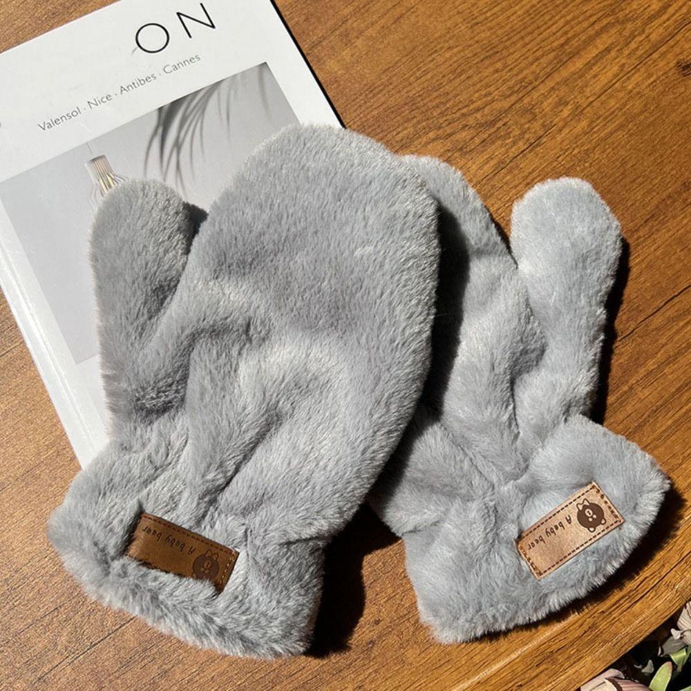 Fluffy Winter Gloves Velvet Mitten Cute Plush Gloves  Women