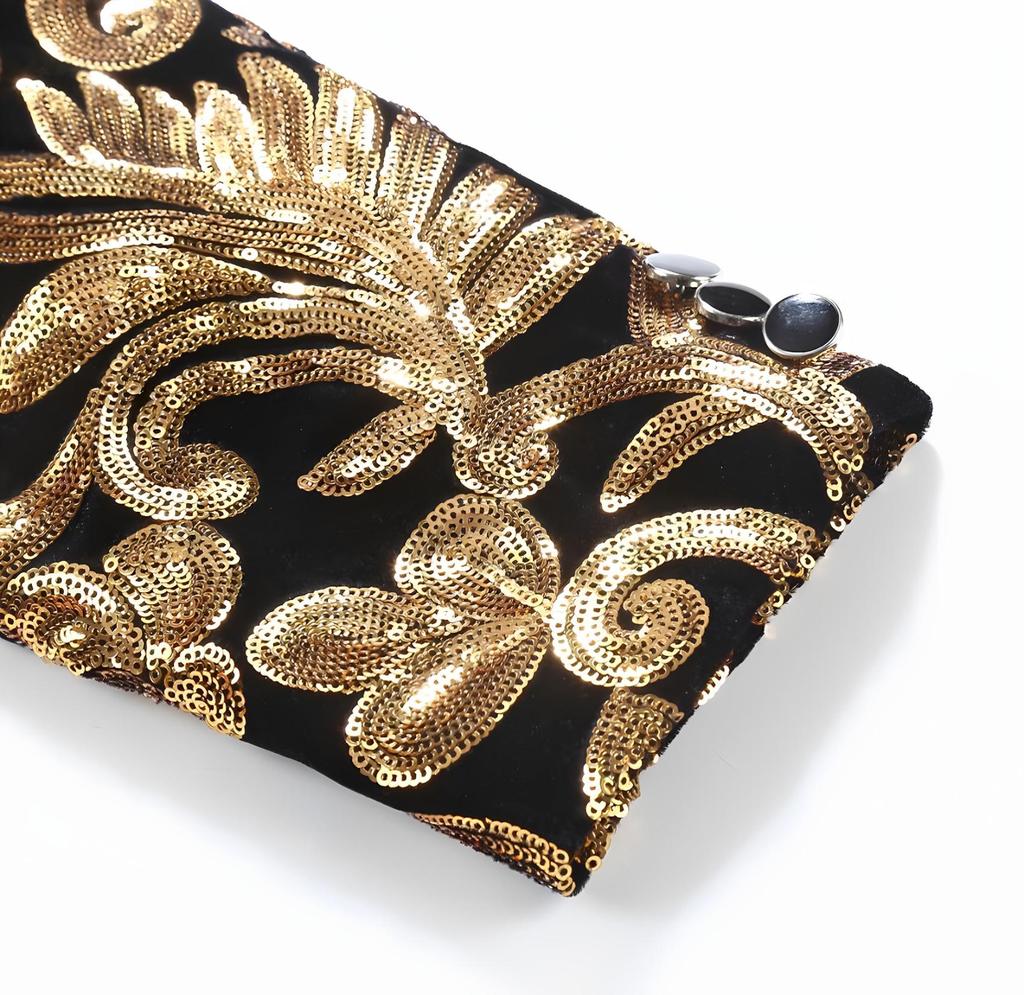 Costume Sacouri cu Paiete Aurii Strălucitoare cu Model Floral pentru Băieți