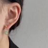 Simple Retro Half-circle Beaded Green Aventurine Beaded Gold Color Hoop Earrings for Women New Chinese Style Aesthetic Jewelry