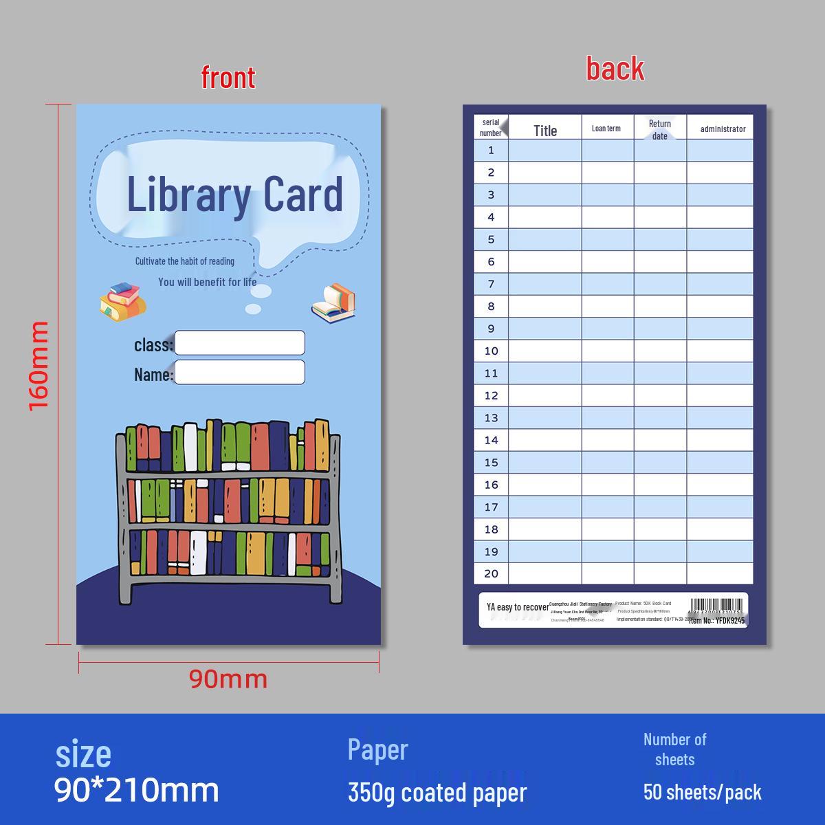 Children s Library Borrowing & Returning Card