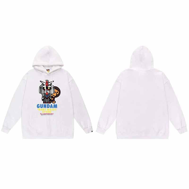 Mens Oversized Hooded Sweatshirt With Ape Head Print Heavyweight Cotton Long Sleeve Pullover Daily Wear