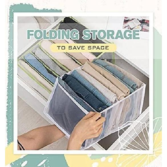 Wardrobe Organizer, 7 Grids Washable Clothes Organizer for Folded Clothes, 2 Pieces Foldable Wardrobe Clothes Organizer for Jeans, Dividers Nylon