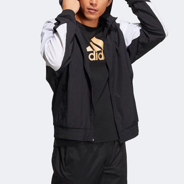 Adidas Sport Comfort Casual Windbreaker Jacket Unisex Outerwear Black HE7428