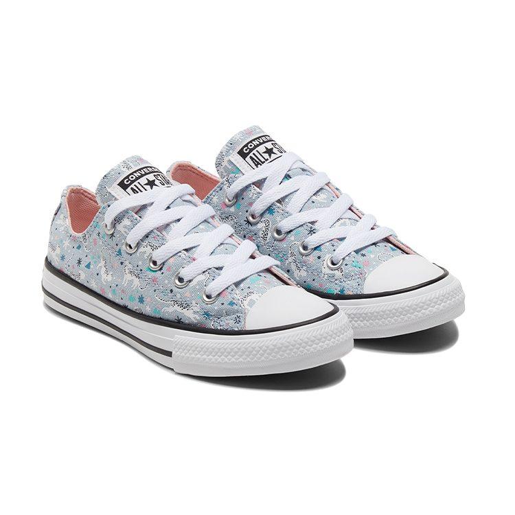 Converse Chuck Taylor All Star Abrasion Resistant Low Top Kids Canvas Shoes Cerulean Multicolor 672102C