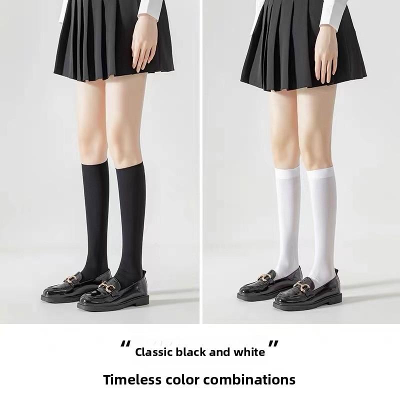 Velvet Low-pressure Calf Socks, Summer Thin Knee-high Socks for Slimming and Beautifying Legs, with Short Skirt Socks