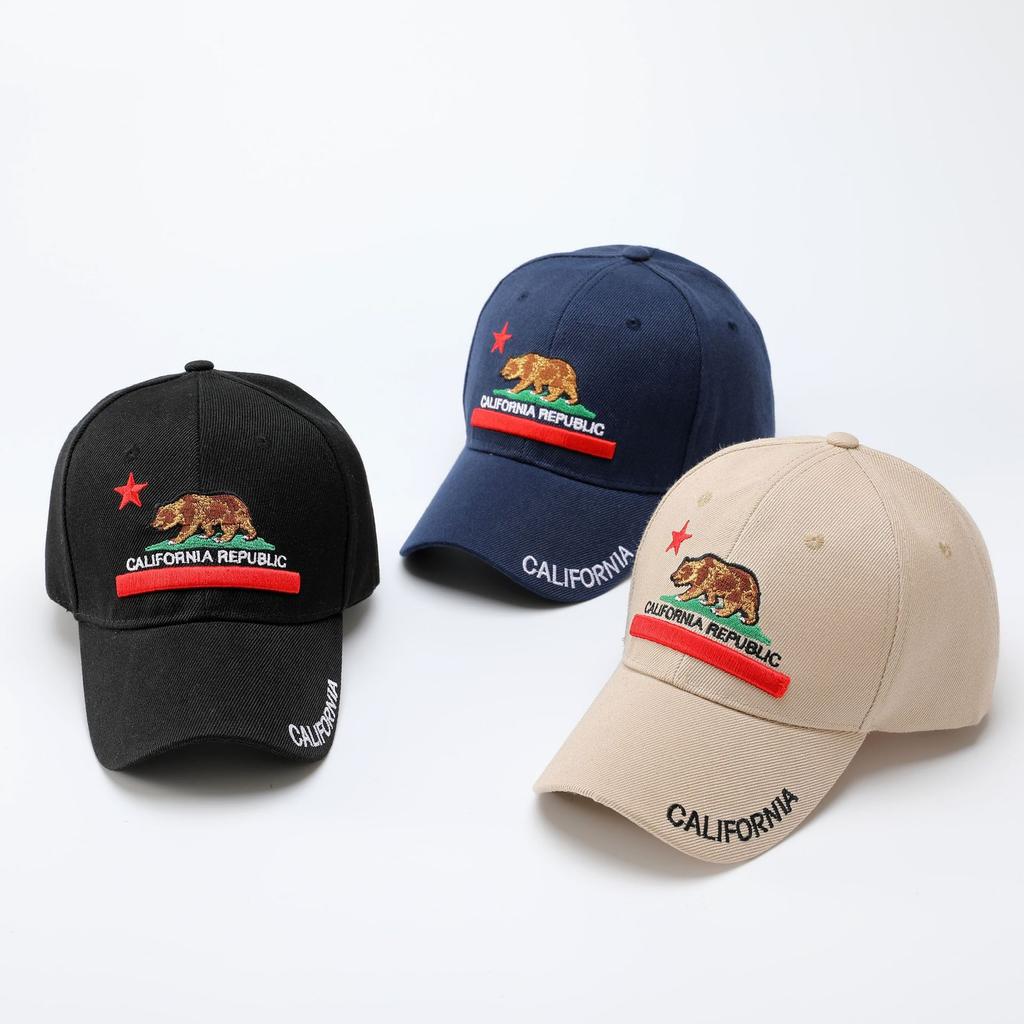 CALIFORNIA embroidered black baseball cap men's summer big head circumference cap driver sunscreen truck hat