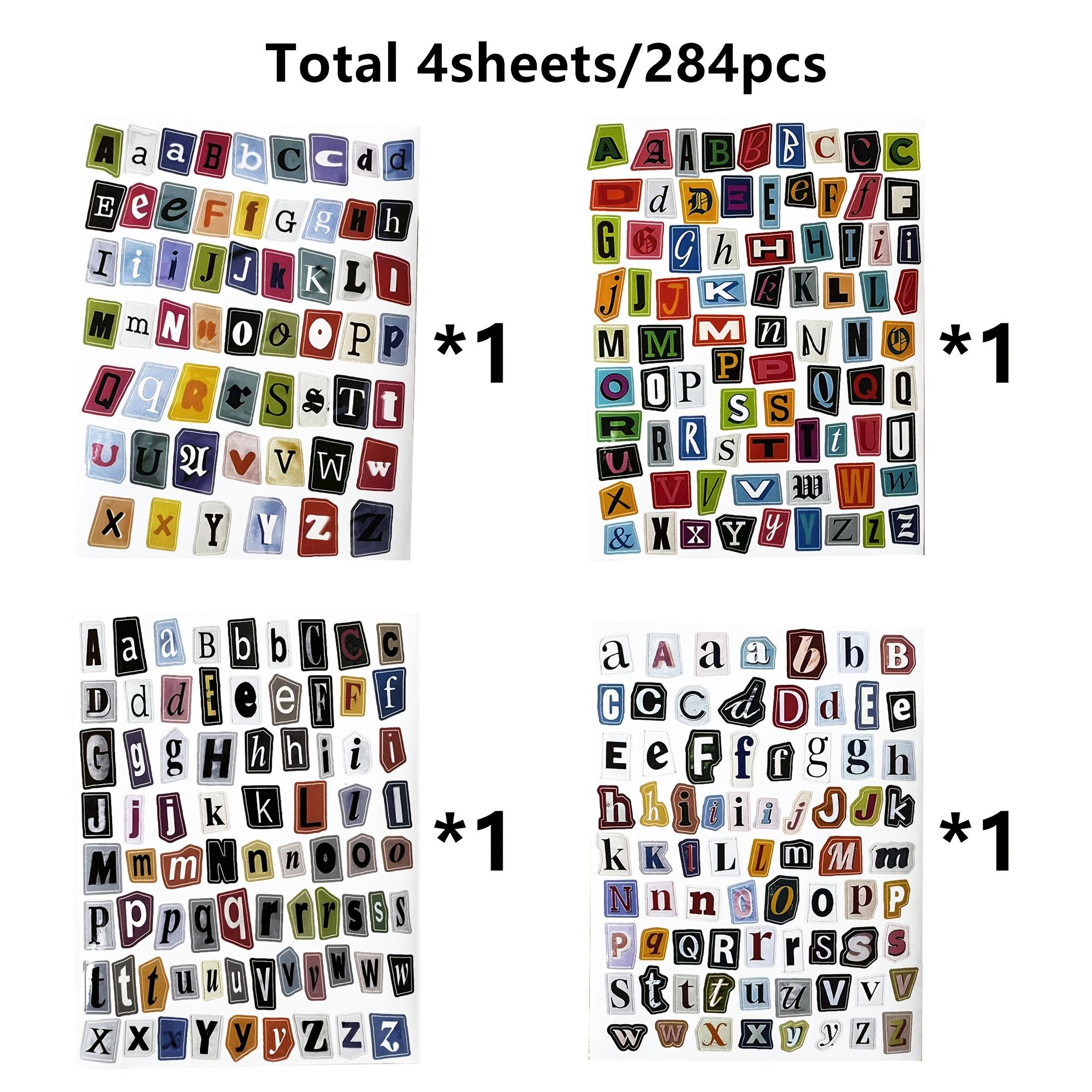 4/8/12 Sheets Magazine Letter Stickers Vintage Scrapbook Letters Stickers Ransom Alphabet Sticker for Scrapbooking Supplies