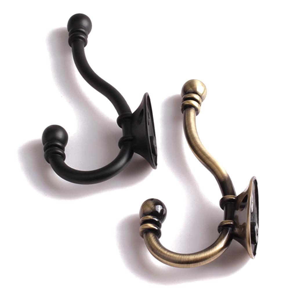 10Pcs Coat Hooks Antique Hanger Up & Down Double-hook European Hat Hanger Heavy Duty Robe Holder Towel Hooks with Screws