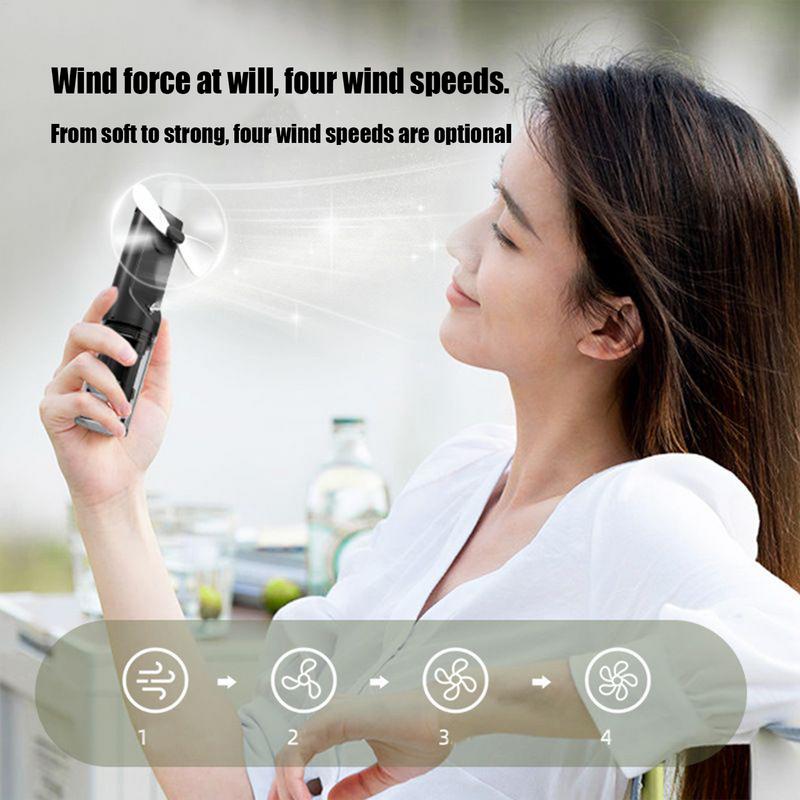 4 In 1 Multifunction Portable Mini Mist Fan Humidifier Facial Sprayer for Outdoor Travelling USB Rechargeable Handheld Fan