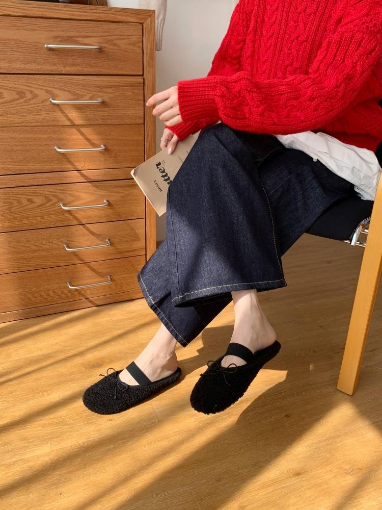 Soft-soled fluffy slippers female versatile Internet celebrities 2025 new autumn and winter outer wear plush shoes cotton drag tide