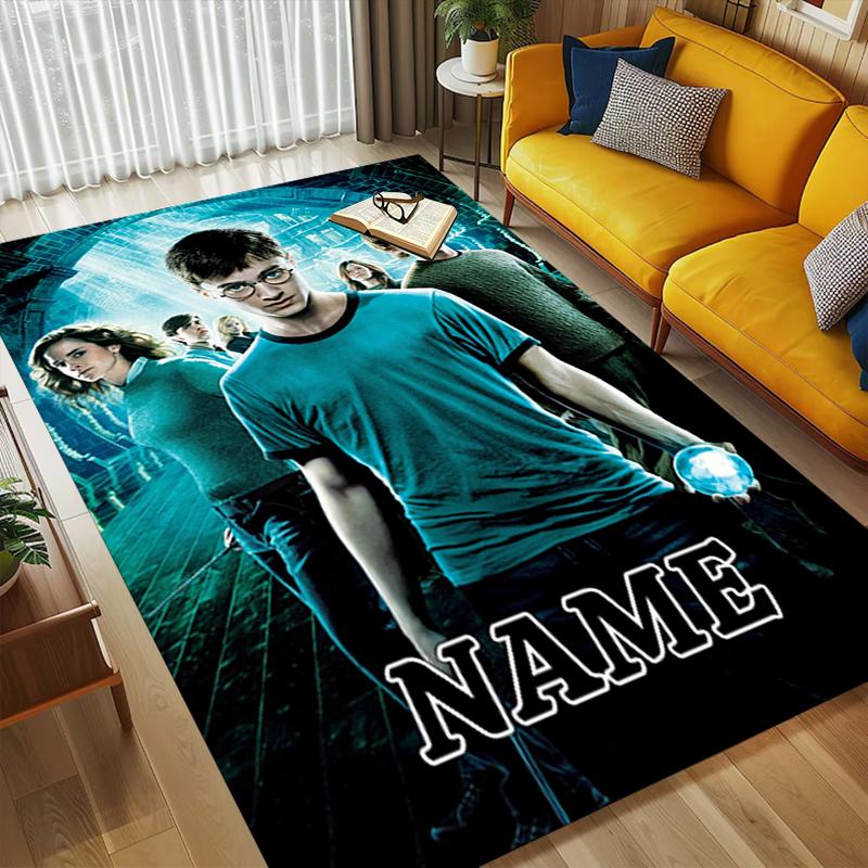 Custom Name Harry Potter Living Room Non-Slip Area Rug Soft Carpet for Bedroom Kids Playroom Sofa Office Home Decor Doormat