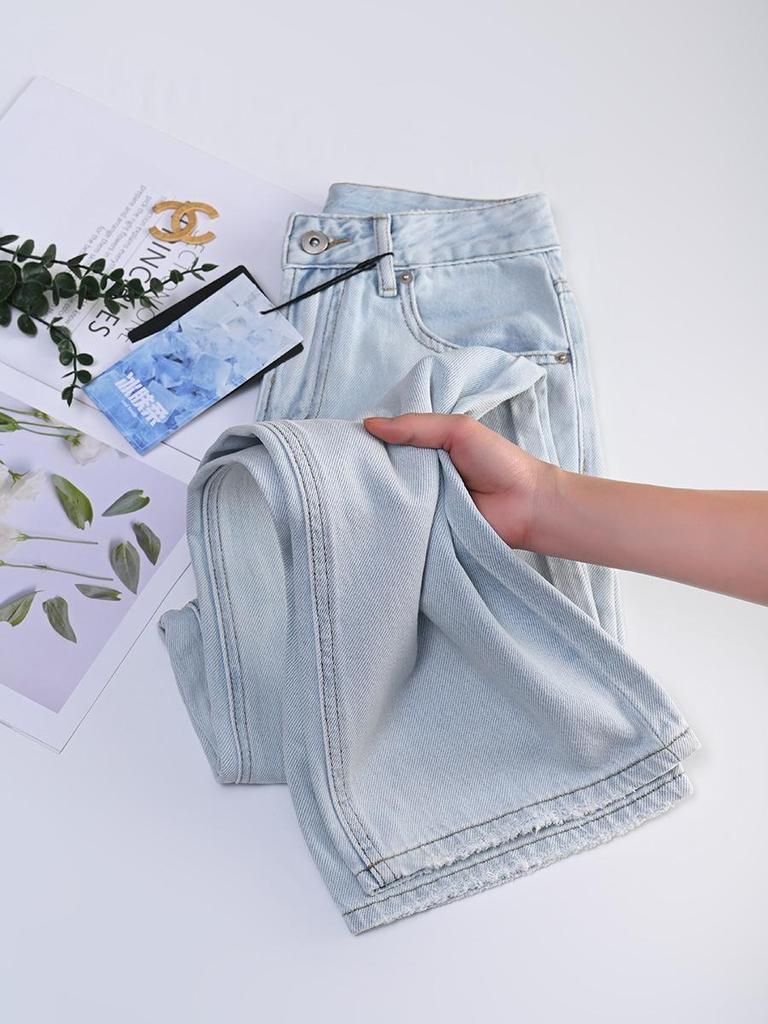 Lyocell Ice Silk Summer Jeans - Moonlight Blue Wide Leg Women's Straight Pants