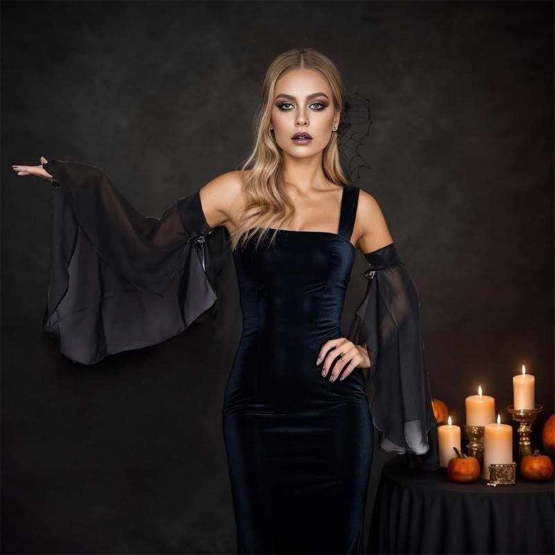 2pack Stylish Chiffons Bridal Gloves Long Oversleeves Fashionable Sleeves for Weddings, Photoshoots