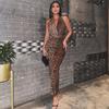 Fashion Style Women's Clothing 2025 Summer New Fashion Sexy Open Back Leopard Print Halterneck Sleeveless Dress