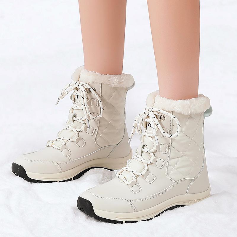 TUINANLE Cizme de zăpadă de iarnă pentru femei până la mijlocul gambei, antiderapante și călduroase, pantofi de bumbac, cu talpă groasă, cizme de bumbac îngroșate și căptușite