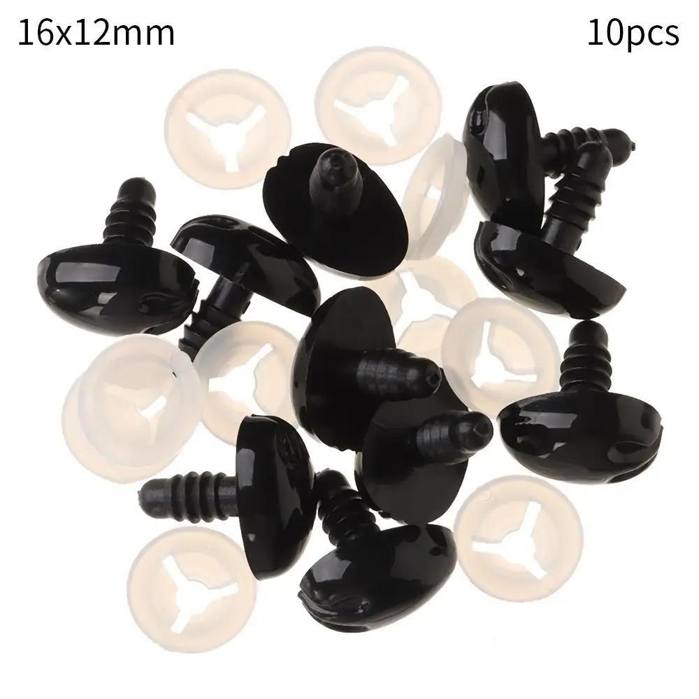 10Pcs Plastic Black Oval Safety Noses Doll Animal Dog Noses for Bear Stuffed Toys DIY Craft Wool Felting Accessories