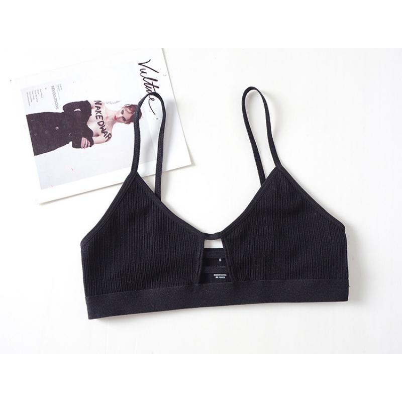 

Бесшовное дышащее нижнее белье с низкой спинкой без стального кольца без губки для женщин в Европе и Америке, удобный бюстгальтер L чёрный