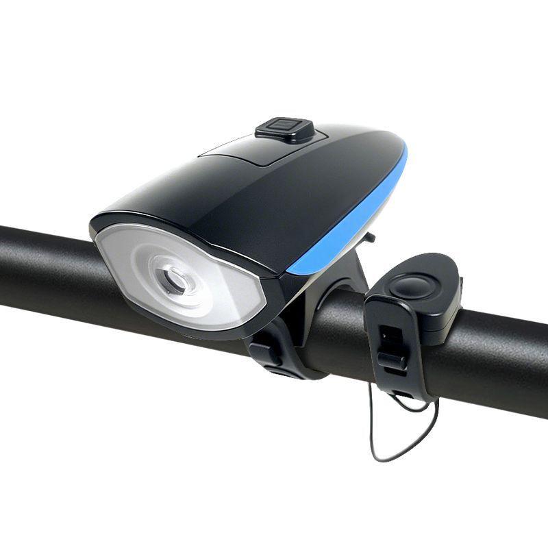 Rechargeable Front Bike Light with Horn - Powerful Night Riding LED Safety Light for Mountain Bikes
