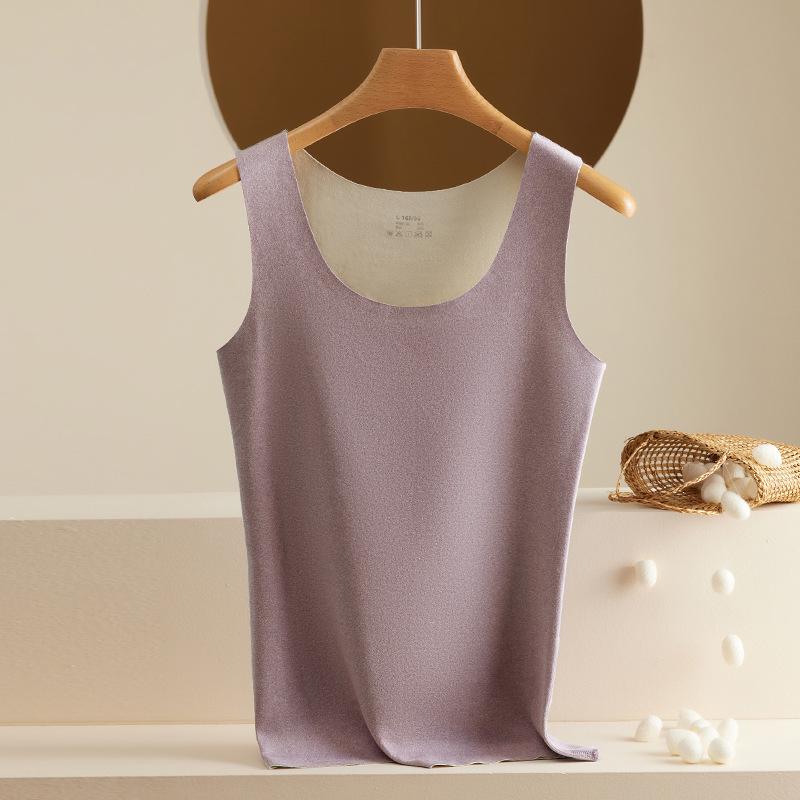 Women's Seamless Thermal Vest: Double-Sided Fleece, Slim Fit, Autumn/Winter Warm Base Layer.