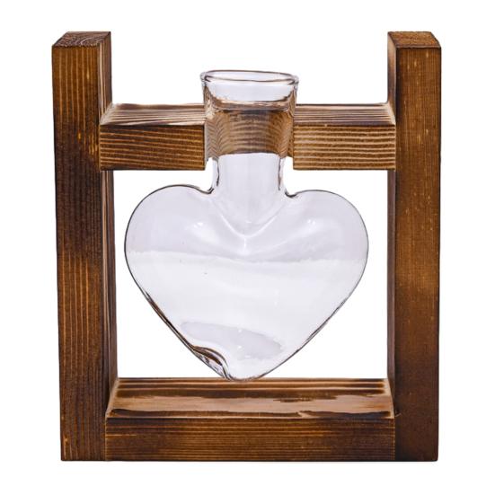 Plants Propagation Station with Wooden Stand Indoor Plant Terrarium Hydroponic Flower Holder Container Decoration Table Centerpiece