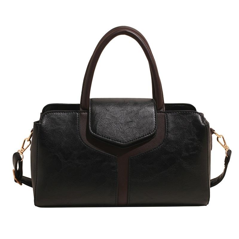 2025 new fashion simple foreign style large capacity shoulder bag oblique span bag simple splicing commuter tote bag