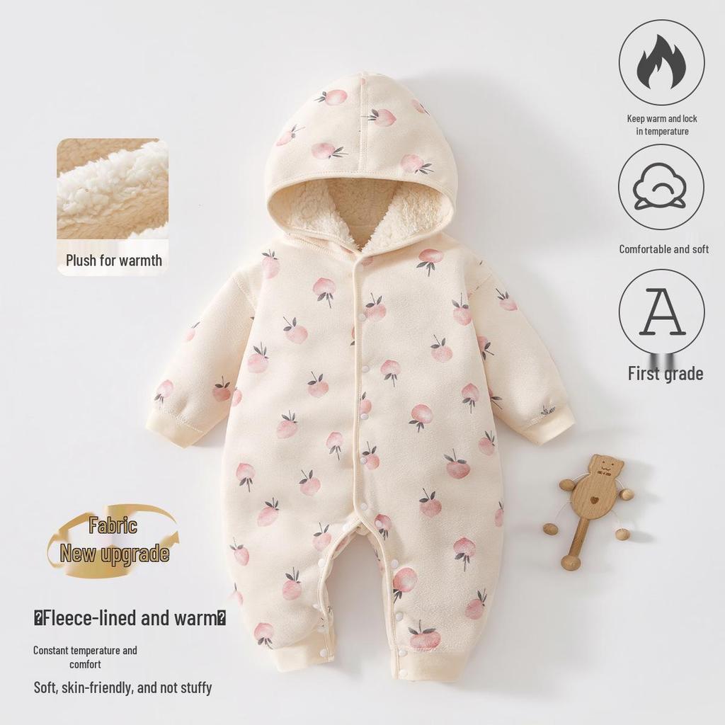 Fleece-lined Baby Romper for Autumn/Winter | 0-1 Year Warm Outing Crawling Suit by Anyang Baby & Children's Wear