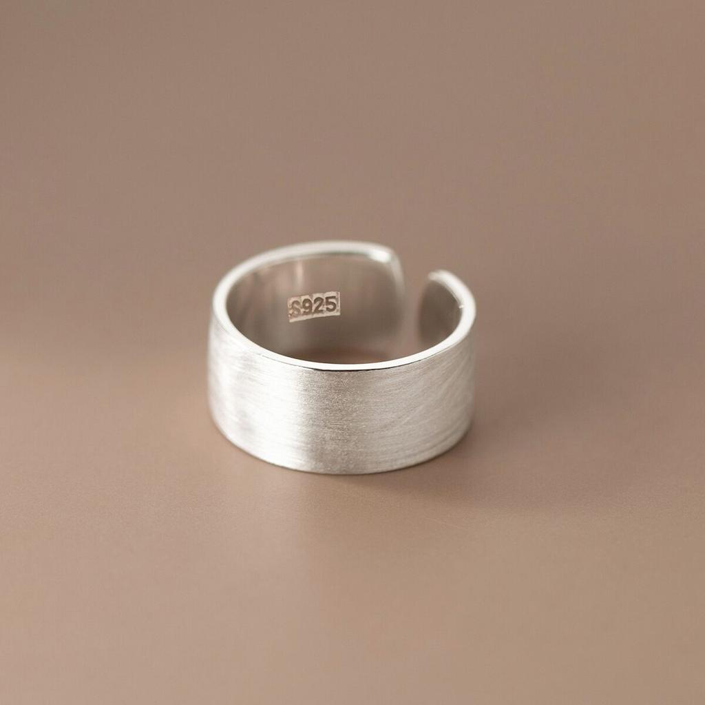 PANJBJ 925 Sterling Silber Dicker Doppelring für Damen Mädchen Geschenk Minimalismus Neutral Öffnend Breiter Schmuck Dropshipping