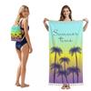 Quick-Dry Beach Towel With Sunset Gradient Palm Tree Fringe Design Portable Foldable Storage Bag Bath