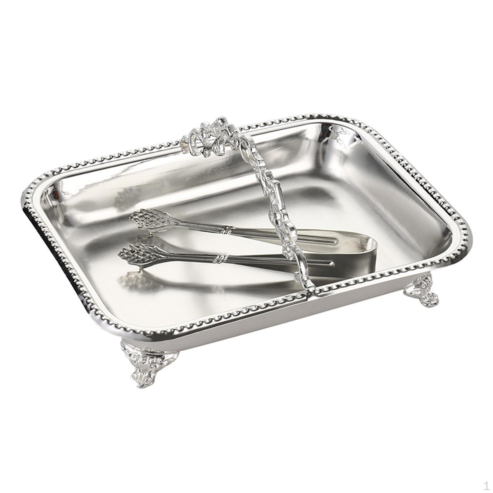 

Guest Napkin Holder Tray, Rectangular Serving Tray for Countertop, Vanity Club, Bar, Snack, Argent