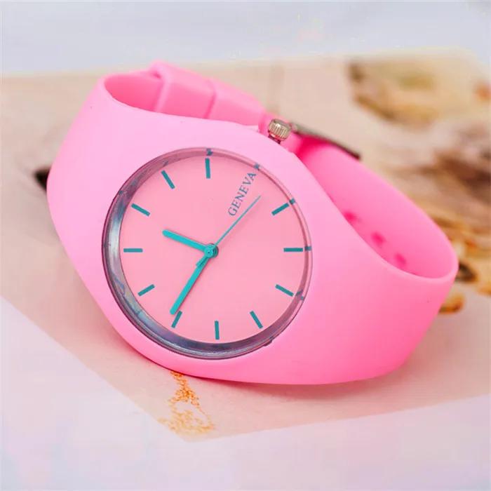 Geneva Women Sport Watches Cream Color Ultra-thin Fashion Gift Silicone Strap Leisure Watch Women Women s Jelly Watches