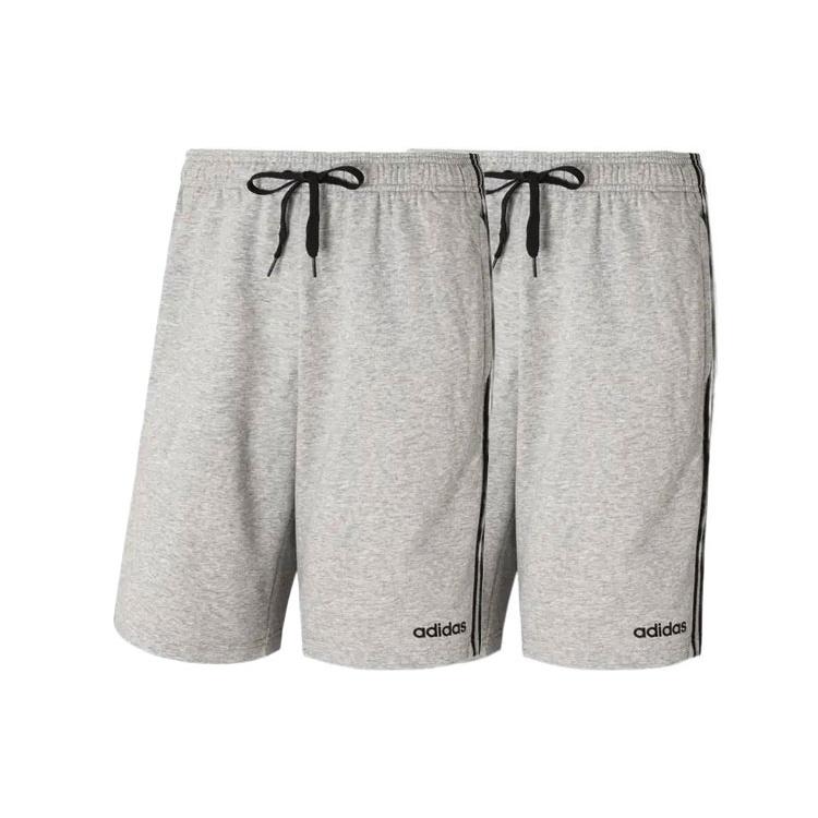 Men's adidas Stripe Logo Training Knit Casual Sports Shorts Gray DU7831