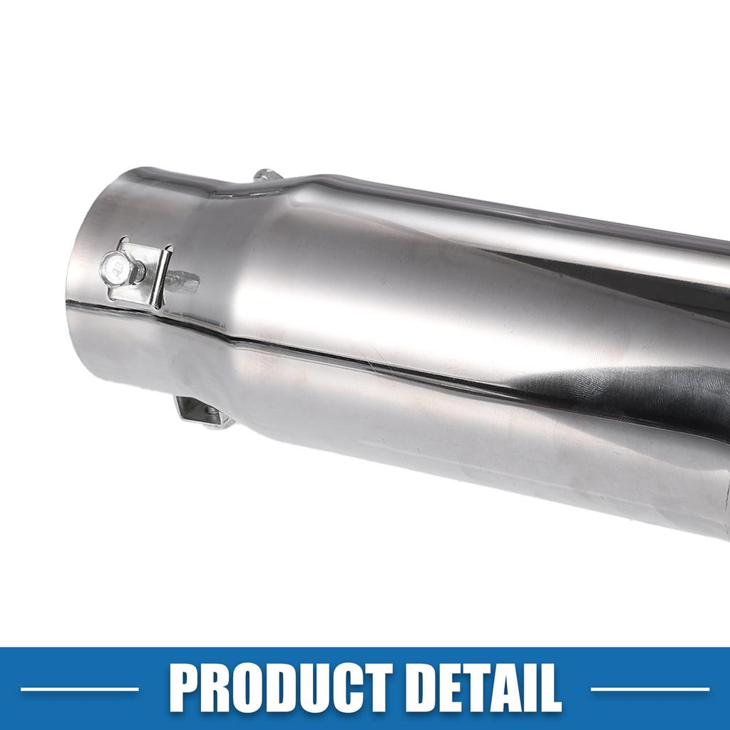 ABSOPRO Adjustable Exhaust Tailpipe for Car 67mm 220mm Muffler Stainless Silver Tone Trucks, 27-55mm Inlet, Outlet, Length, Bolt-On Tip, Steel,