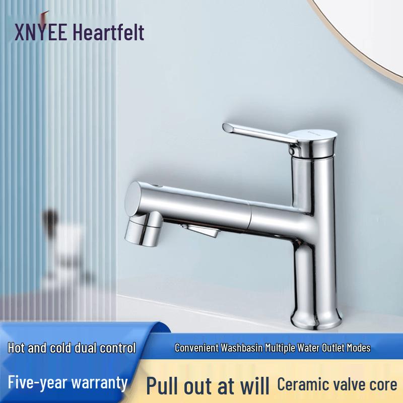 XNYEE Electroplated Hot & Cold Pull-Out Basin Faucet